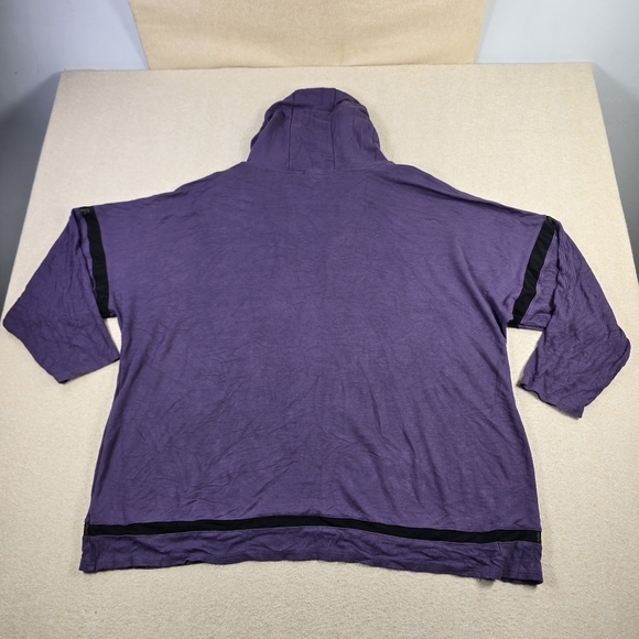Te Verde Purple Hooded Tunic Sweatshirt Womens 3X Black Trim Pullover - Picture 2 of 8
